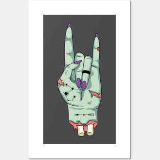 Rock on zombie hand Posters and Art